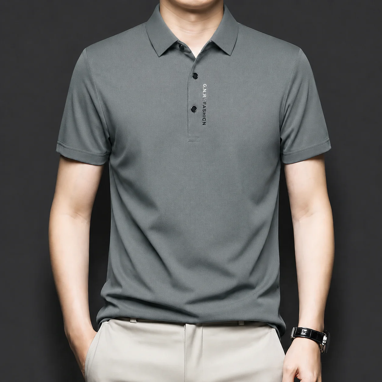 Eclipsed Grid Polo T-Shirt - Image 3