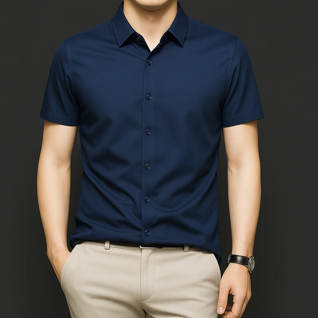 NoirSheen Luxe Satin Half Sleeve Shirt - Image 3