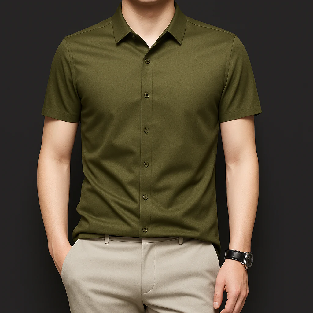 NoirSheen Luxe Satin Half Sleeve Shirt - Image 4