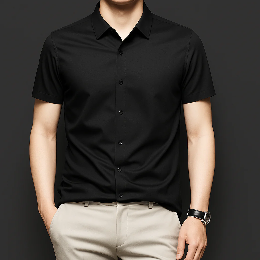 NoirSheen Luxe Satin Half Sleeve Shirt - Image 5